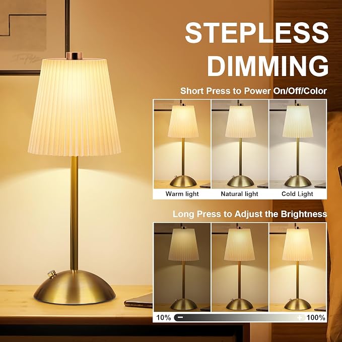 FRIDEKO HOME Rechargeable Table Lamp Gold - Image 4