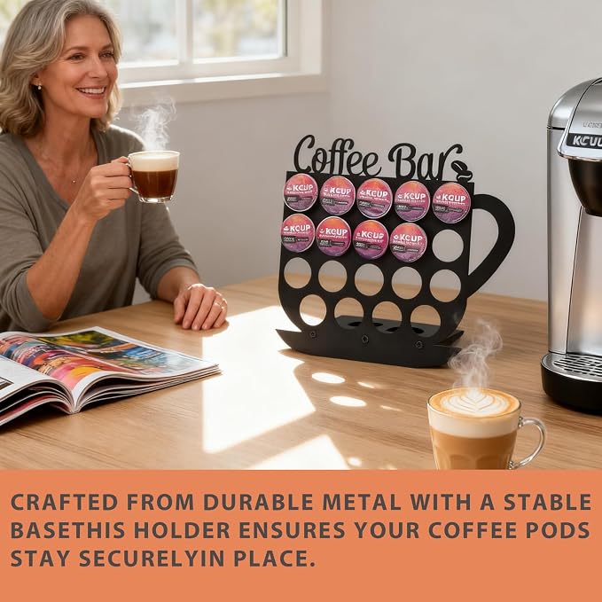 Metal K Cups Coffee Pod Holder, 19 Pods Holder Display, Coffee Bar Organizer - Image 5