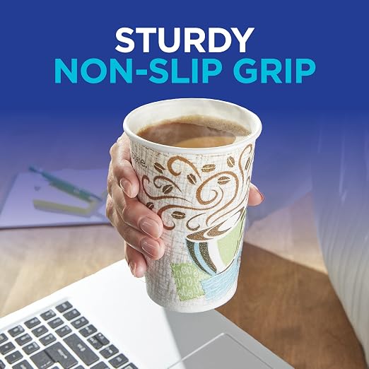 Dixie PerfecTouch 8 oz Paper Coffee Cups By GP PRO, Coffee Haze Design - Image 7