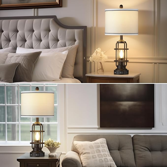 26" Modern Lamp for Living Room, Industrial 3-Way Dimmable Beside Table Lamp - Image 7