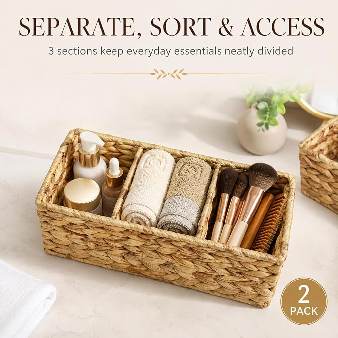 Operitacx 2-Pack Wicker Basket Organizer - Image 5