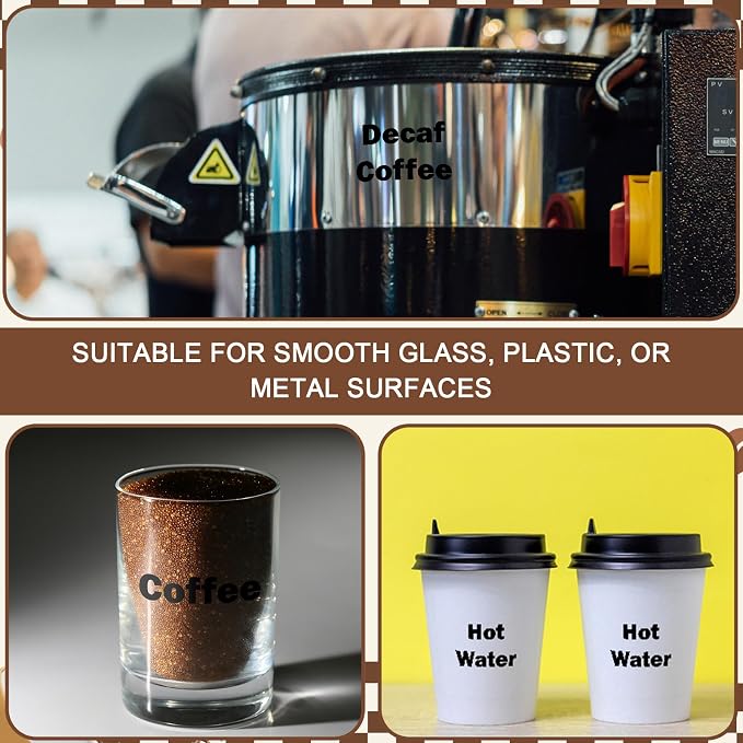 12 Pack Cling-on Labels for Hot Coffee Servers Clear Reusable Coffee Mug Labels - Image 4