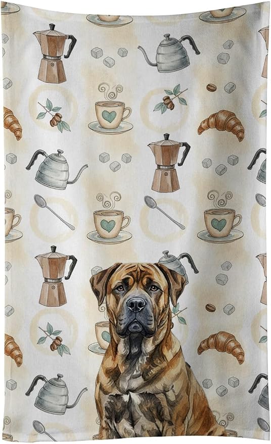 Caroline's Treasures Brindle Boerboel Coffee Bar Kitchen Towel Velour Plush by CarolinesTreasures