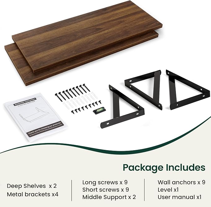 Floating Shelves 12 Inch Deep, 36W x 12D Wall Shelf Set of 2, 60 lbs Heavy Duty - Image 4