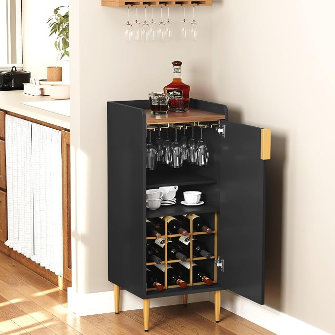 ARTPOWER Mini Bar Cabinet for Apartment, Fluted Wine Bar Cart - Image 4