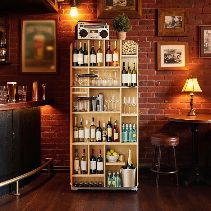 2 Pcs Wine Cabinet Bar Removable Refrigerator Wraps, Self-Adhesive Retro Wine - Image 6
