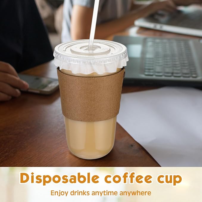 Baderke 50 Sets Clear Plastic Coffee Cups - Image 5