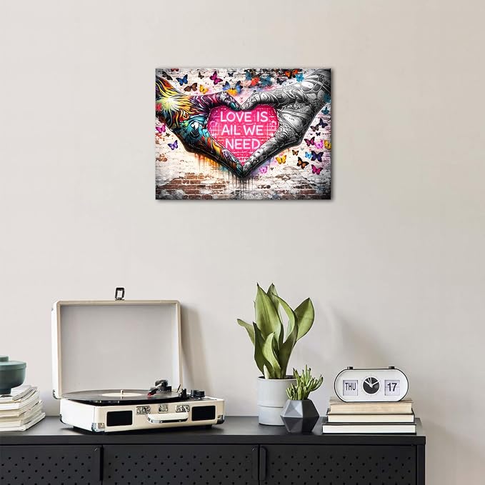 Graffiti Banksy Wall Art Banksy Hands Wall Decor Colorful Love Heart Picture - Image 2