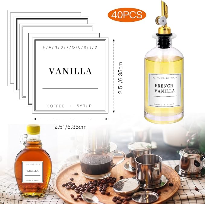 40PCS Coffee Syrup Labels for Coffee Bar, Coffee Station Syrup Dispenser Labels - Image 2