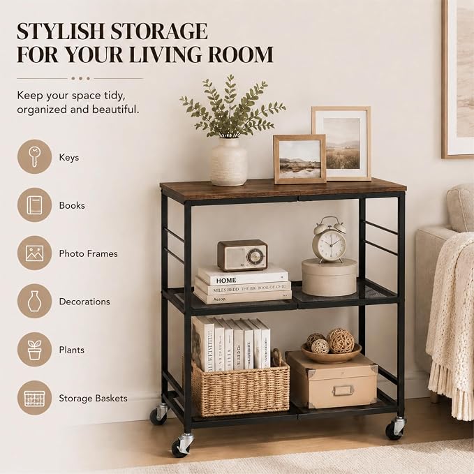 3-Tier Rolling Microwave Cart - Image 6