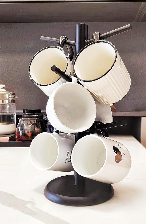 Black Coffee Mug Holder, Non-Slip Cup Tree - Image 5