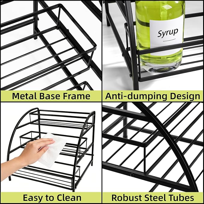 Cididu Coffee Syrup Organizer Rack, 9-12 Bottles Syrup Stand Holder - Image 3