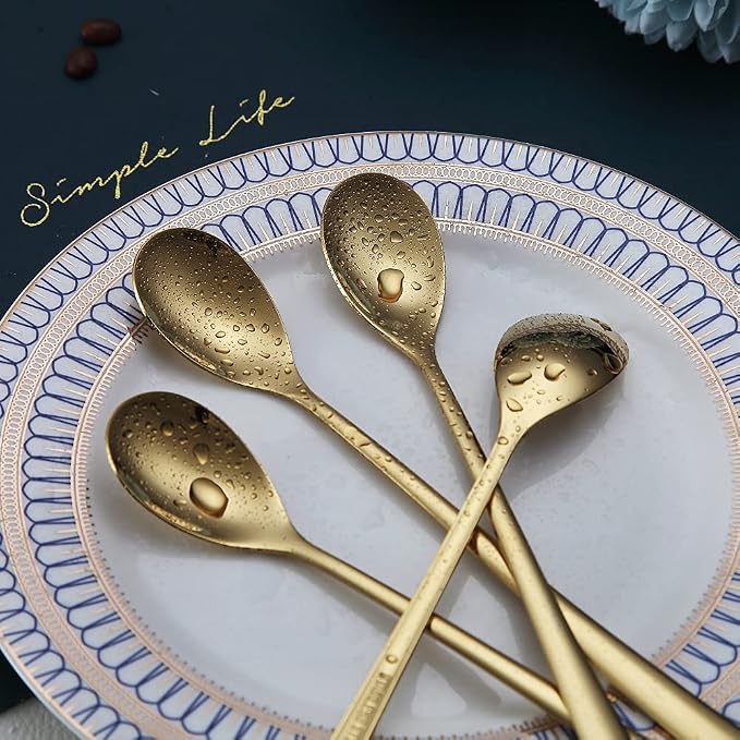 Gold Long Handle Coffee Spoons, Premium Stainless Steel Stirrers - Image 6