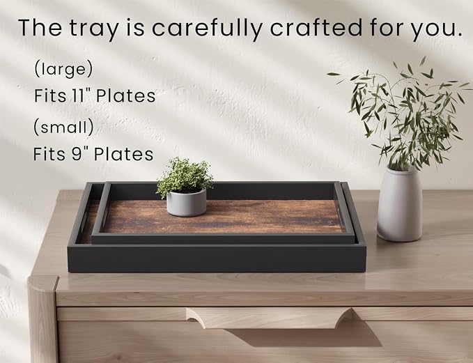 Fibogollo Set of 2 Wooden Serving Tray - Image 4