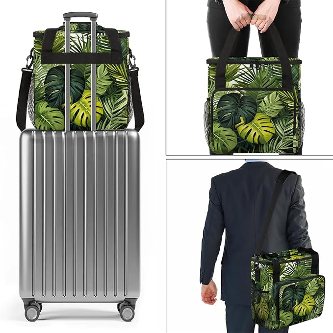 Tropical Palm Leaves Coffee Maker Carring Bag, Large Insulated Storage - Image 7