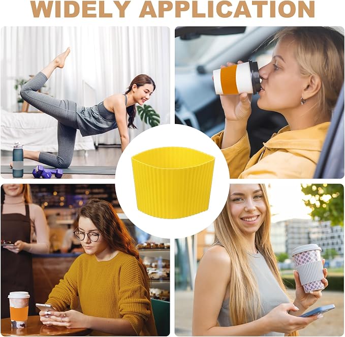 uxcell 6Pack Coffee Cup Sleeves, Reusable Silicone Heat Resistant Cup - Image 6