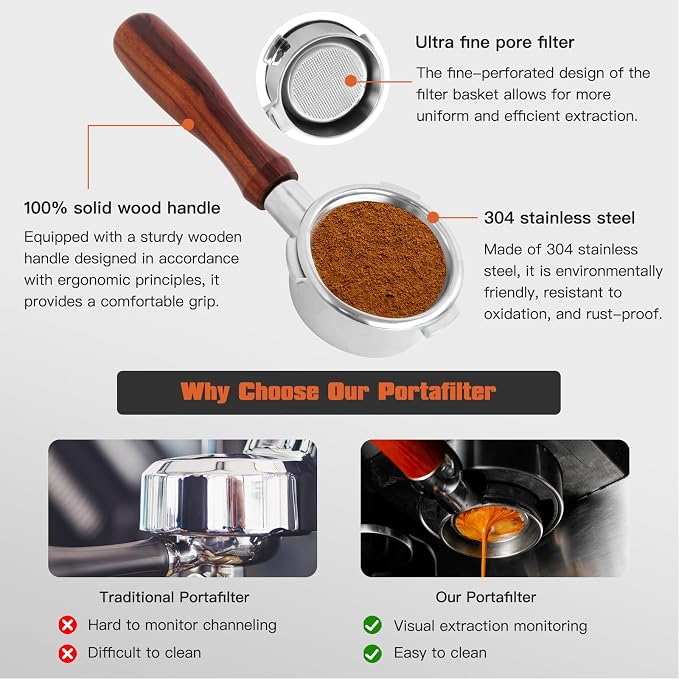 Bottomless Portafilter 58mm 3 Ears, Professional Espresso Portafilter - Image 3