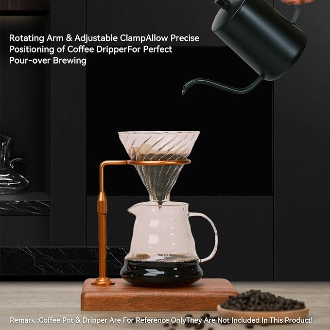 Pour Over Coffee Maker with Adjustable Stand & Wooden Base, Dripper Stand - Image 6