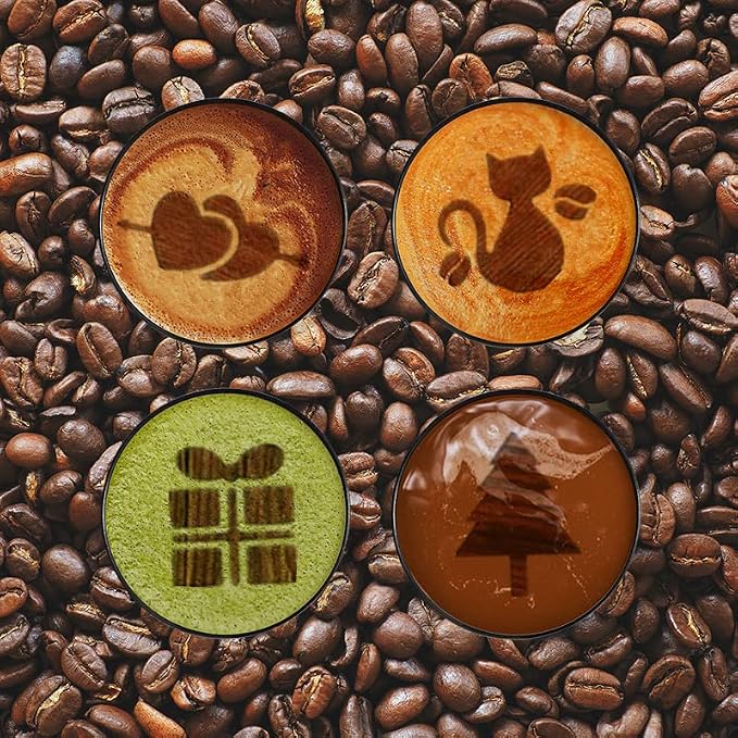 45 Coffee Stencils+2 Mesh Powder Shakers, Cake Baking Templates Coffee - Image 3