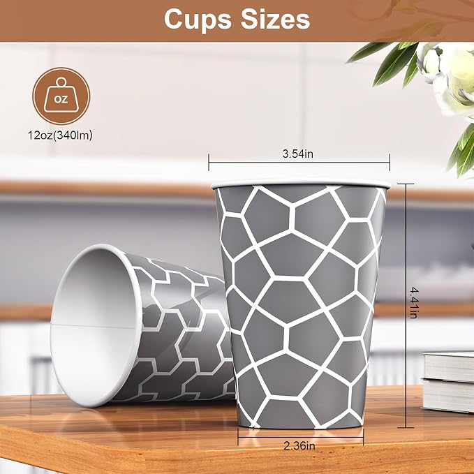 Coffee Cups 12 oz Paper Cups 240 Pack, Disposable Coffee Cups 12 oz Hot Cup - Image 2