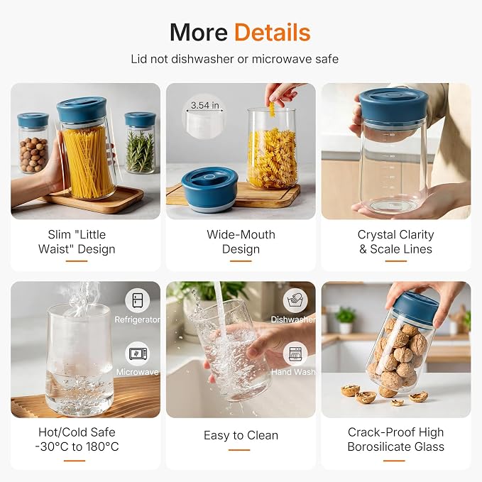 Airtight Food Jar with Blue Rotary Lid, 27oz Borosilicate Food Storage - Image 6