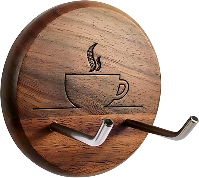 Wall Mounted Portafilter Holder Walnut Wall Rack Espresso Station Organizer by KNODOS
