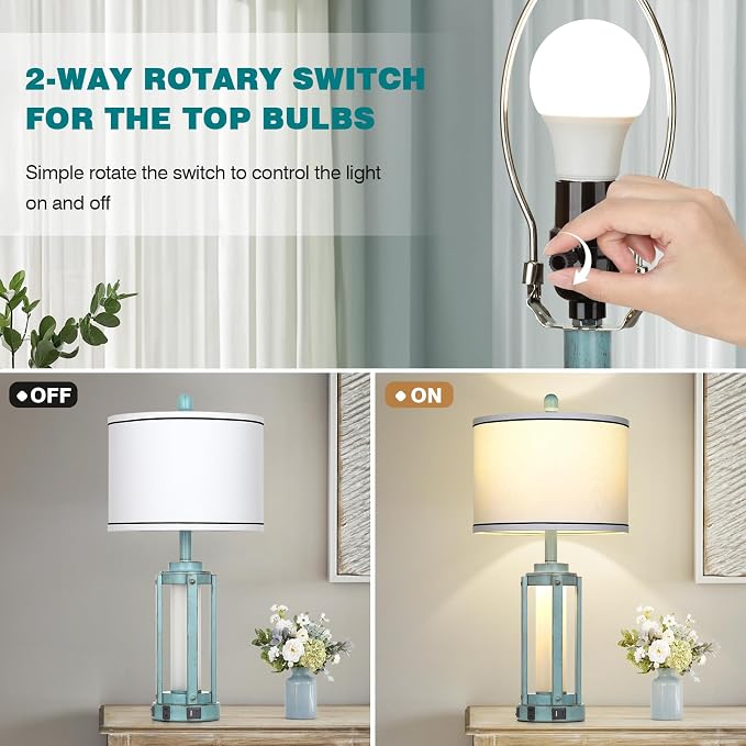 Industrial Farmhouse Table Lamp, Nightstand Metal Lamp - Image 6