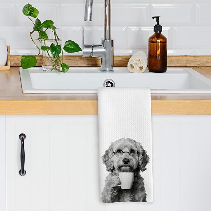 Funny Goldendoodle Coffee Bar Kitchen Dish Towels, Dog Doxie Gifts - Image 3