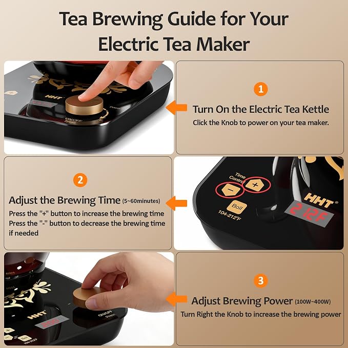 HHT Electric Tea Maker with Infuser, ±1℉ Precise Temperature Control, Glass - Image 7