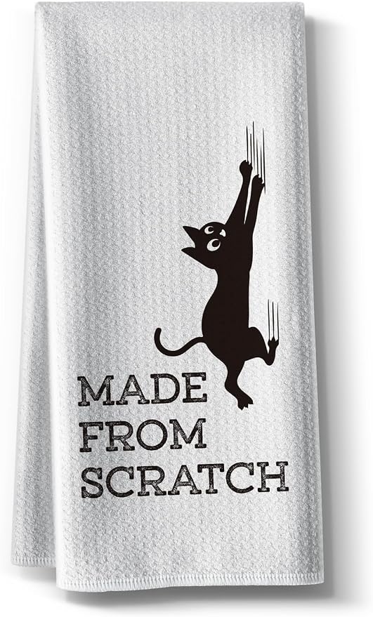 Funny Cat Kitchen Towels-Funny Joked Absorbent Tea Towel DéCor, Gifts by Hcaredee