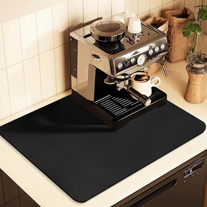 Coffee Mat for Countertops, Coffee Bar Accessories Fit Under Coffee Maker by JuSiyley