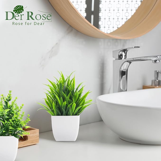 Der Rose 4 Pack Fake Plants Small Artificial Mini Faux Plants Indoor - Image 6