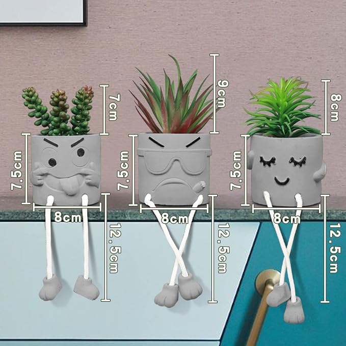 Zerzsy 3 Pack Faux Plants Small Artificial Succulents, Fake Plant Modern - Image 4