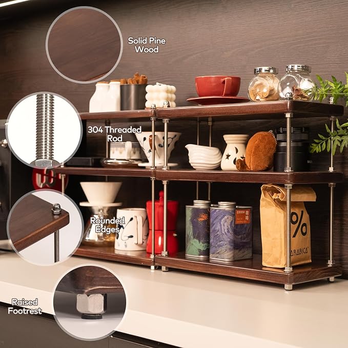 Solid Wood Coffee Station Organizer & Spice Rack - Image 5