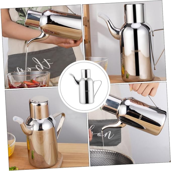 Garneck 1pc Stainless Steel Oil Dispenser Pot Practical Kitchen Oil Bottle - Image 3