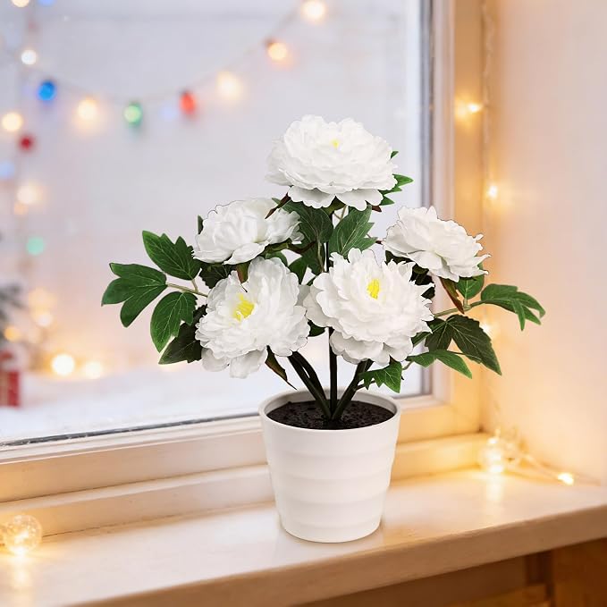 White Peony Artificial Flower Lamp, Night Light - Image 3
