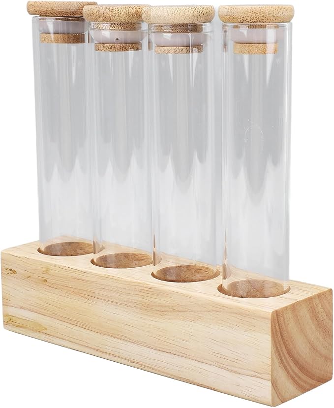 Fdit Single Dose Coffee Bean Storage, Airtight Tubes, Wooden Stand, 12 Pack by Fdit