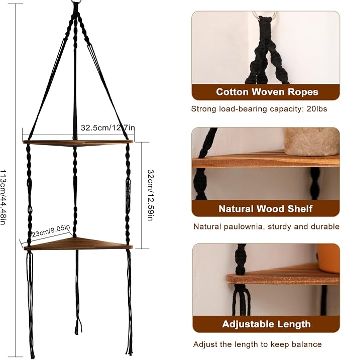 Artilady Macrame Corner Shelf Wall Hanging - Image 2
