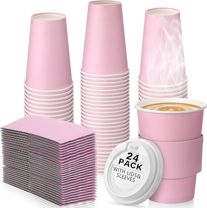Tioncy 24 Set 12 oz Disposable Coffee Cups by Tioncy