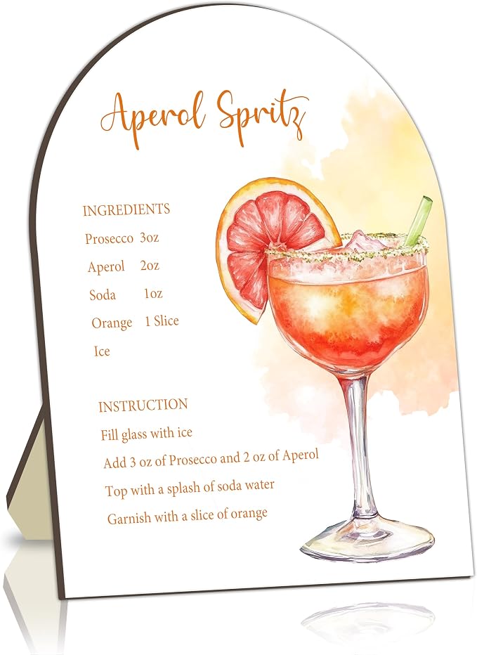 Aperol Spritz Bar Sign, Cocktail Bar Recipe Sign by Unknown