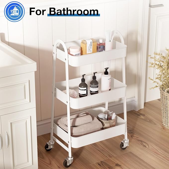 OLIXIS Metal Utility Cart, Mobile Rolling Storage Shelf - Image 5