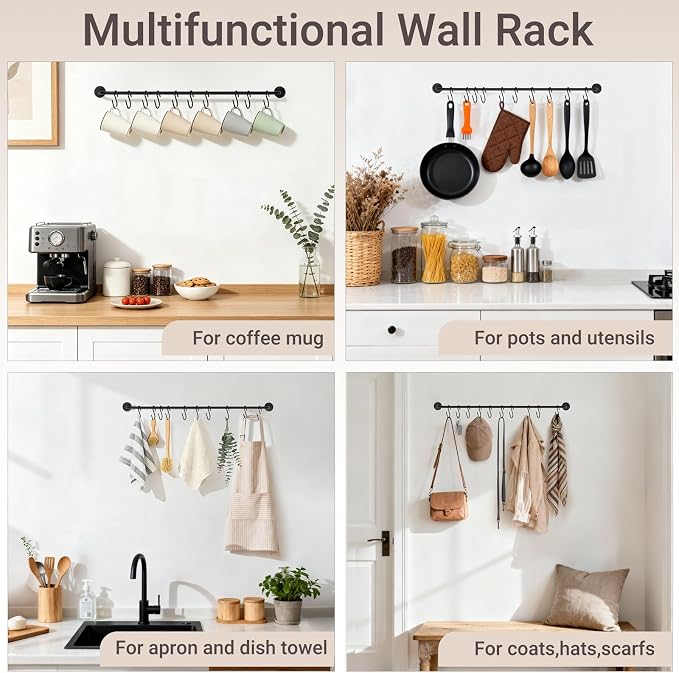 Mkono Mug Holder Wall Mounted Coffee Cup Rack Hanger Modern Metal Wall Rack - Image 5