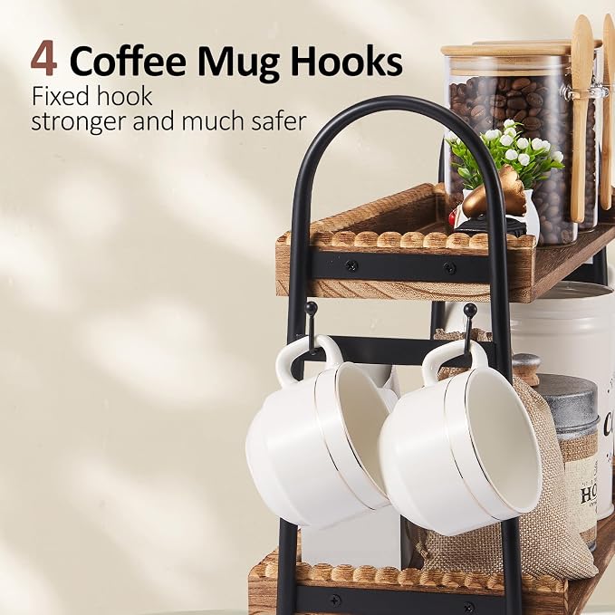BDBDYEAY Coffee Bar Accessories, 2-Tier Coffee Bar Organizer - Image 5