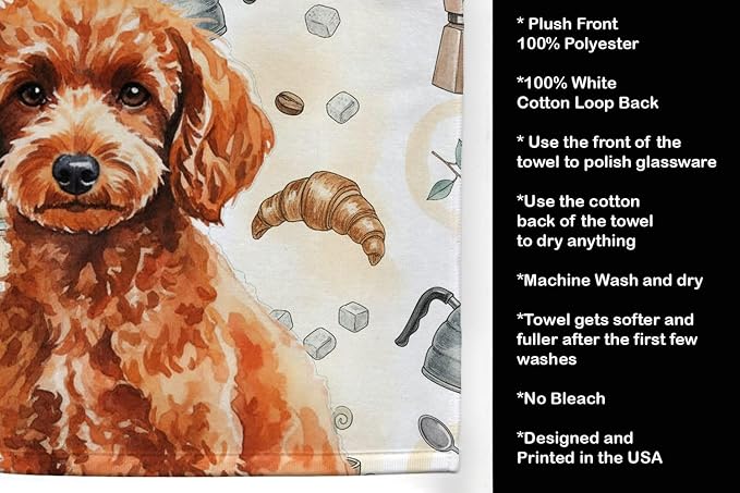 Caroline's Treasures Toy Red Poodle Coffee Bar Kitchen Towel Velour Plush Front - Image 4