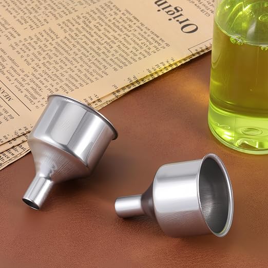 2 Pcs Stainless Steel Flasks Funnels 3/8" Small Kitchen Funnel Set Spout - Image 7