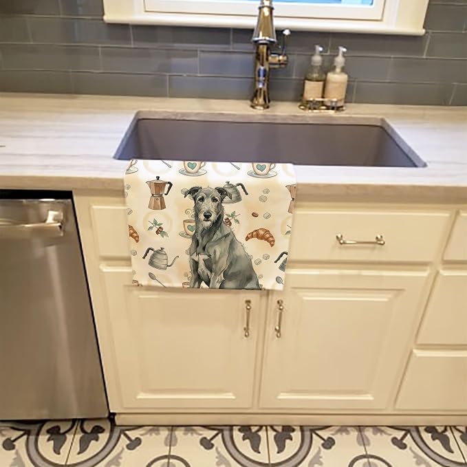 Caroline's Treasures Gray Irish Wolfhound Coffee Bar Kitchen Towel Velour Plush - Image 2
