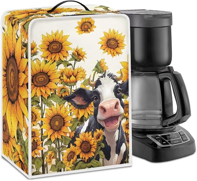 Coffee Maker Dust Cover Highland Cow Sunflower Print Universal Coffee Machine by Unknown