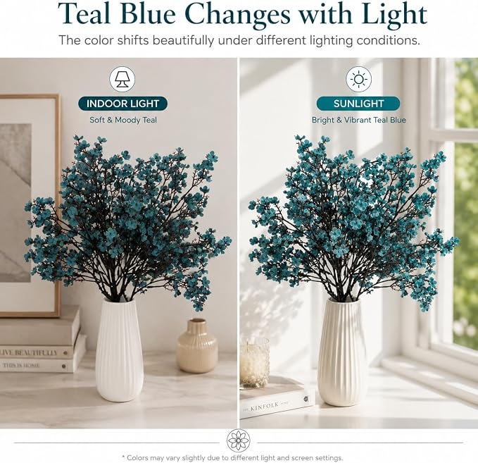 Mandy's 15 Bundles Artificial Teal Baby’s Breath Flowers | 18.5 Inch Silk - Image 7