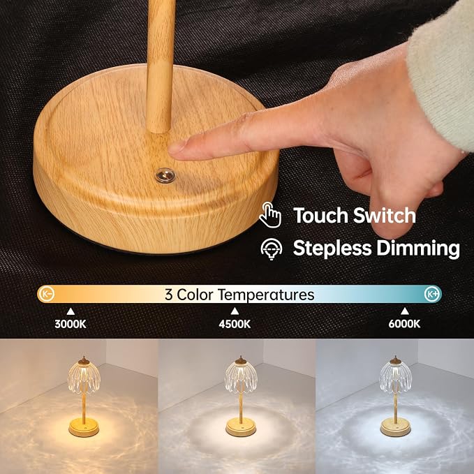 Shenmoyl Tulip Table Lamp with 5200mAh Battery & Touch Control, Small Cordless - Image 3