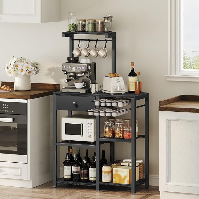 YATINEY Bakers Rack with Storage, 5-Tier Coffee Bar Station with Drawer - Image 5
